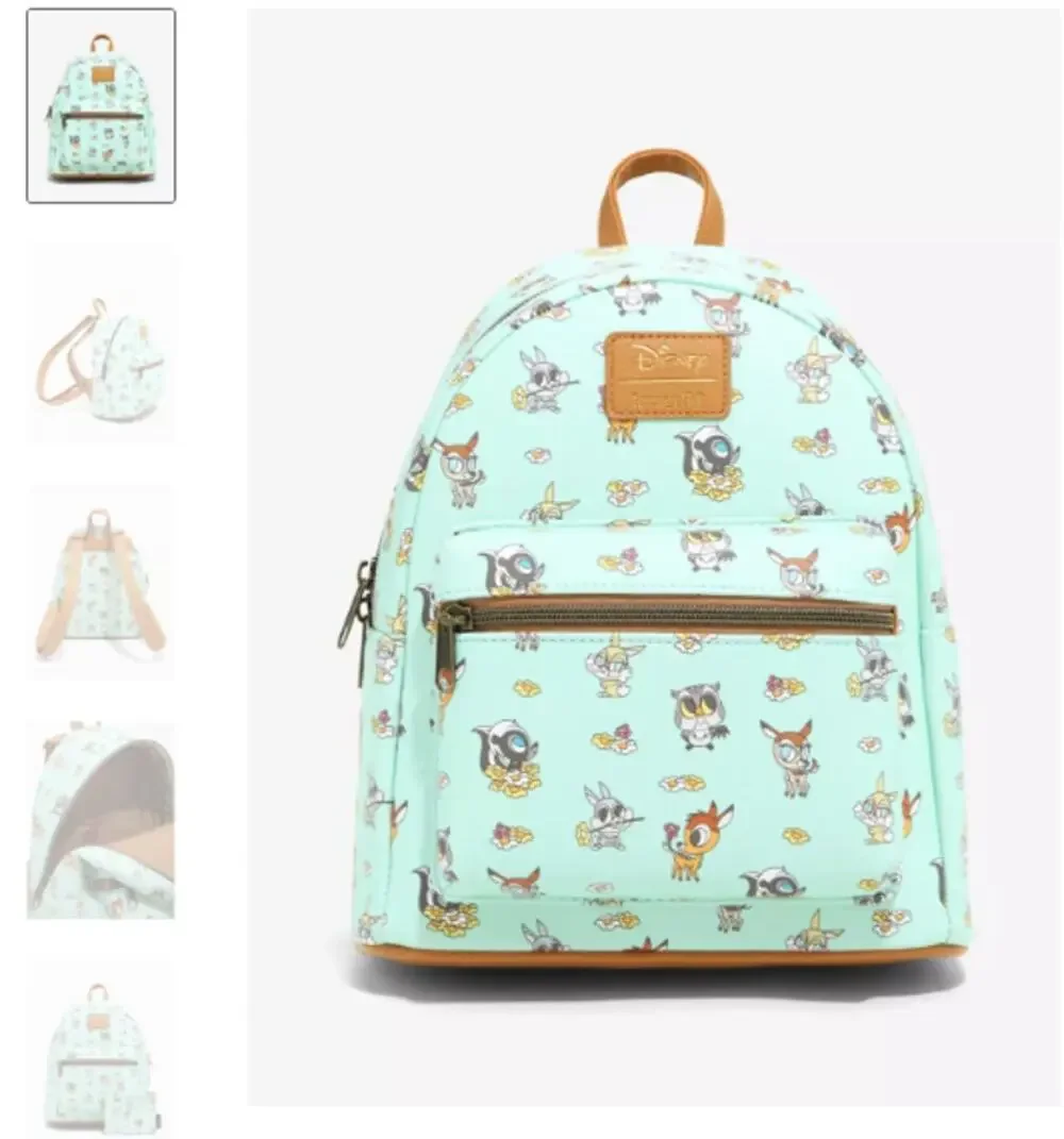 Loungefly Disney Bambi Chibi Friends Mini Backpack Mint Faux Leather